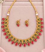 Gold-plated necklace set in multicolor - traditional style