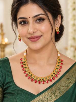 Gold-plated necklace set in multicolor - traditional style 2