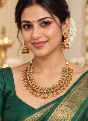 Gold-plated necklace set in multicolor - traditional style 1