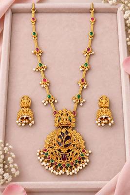 Gold-plated necklace set in multicolor - traditional style 1