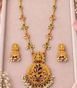 Gold-plated necklace set in multicolor - traditional style