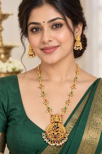 Gold-plated necklace set in multicolor - traditional style