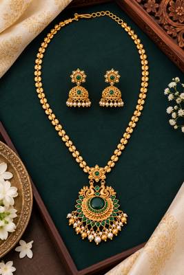 Gold-plated necklace set in multicolor - traditional style 1