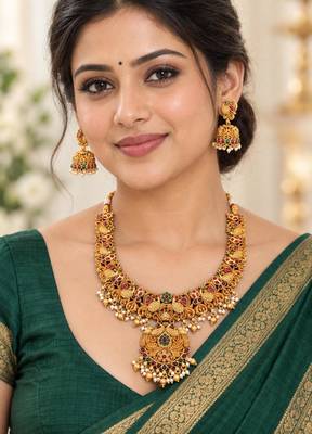 Gold-plated necklace set in multicolor - traditional style 1