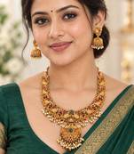 Gold-plated necklace set in multicolor - traditional style