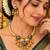 Gold-plated necklace set in green - traditional style
