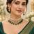 Pearl work necklace set in green - contemporary style