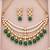 Pearl work necklace set in green - contemporary style