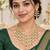 Pearl work necklace set in green - contemporary style
