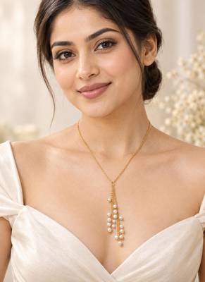 Gold-plated necklace in golden - designer style 1