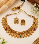 Gold-plated necklace set in multicolor - traditional style