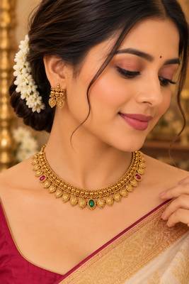 Gold-plated necklace set in multicolor - traditional style 2