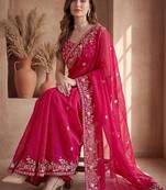 Pink ethnic motifs zari silk blend designer saree