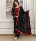  Faux Georgette Embroidery Work A-line Kurta Pant and Dupatta Set