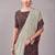 Blue paisley printed crepe saree with blouse piece