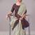 Blue paisley printed crepe saree with blouse piece