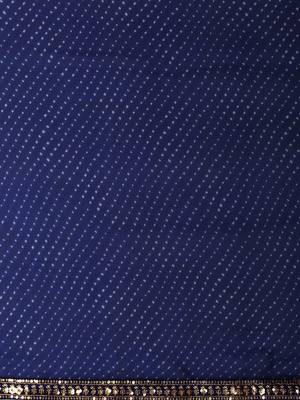 Blue bandhani sequinned georgette saree 5