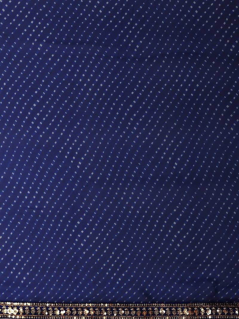 Blue bandhani sequinned georgette saree