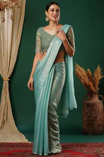 Blue embellished  georgette saree
