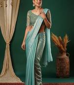 Blue embellished  georgette saree