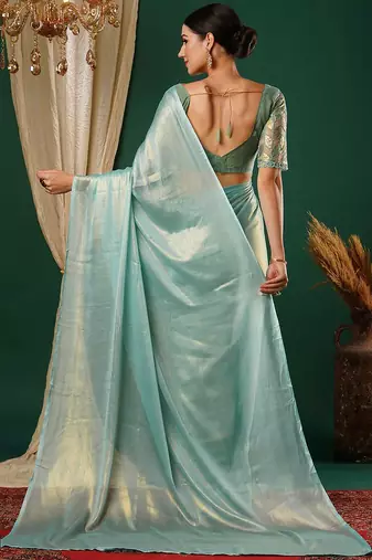 Blue embellished  georgette saree