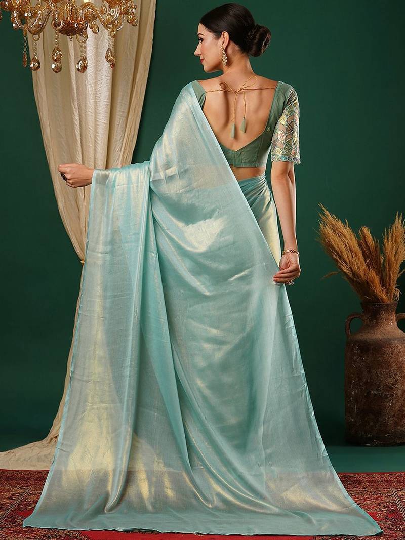 Blue embellished  georgette saree