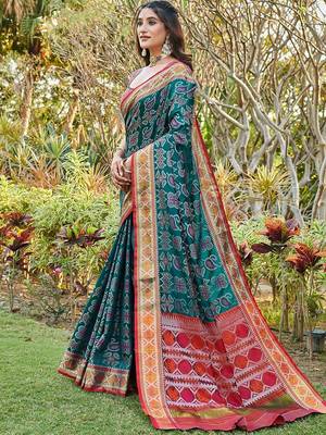 Blue woven design zari  patola saree 2