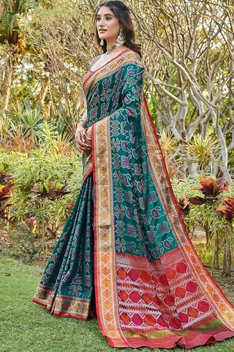 Blue woven design zari  patola saree