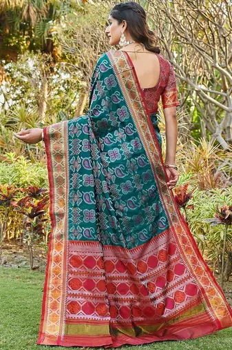 Blue woven design zari  patola saree