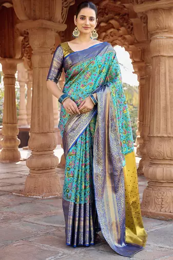 Blue woven design zari  kanjeevaram saree