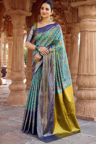 Blue woven design zari  kanjeevaram saree