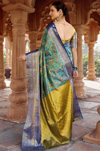 Blue woven design zari  kanjeevaram saree