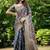Blue printed jacquard zari organza leheriya saree