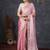 Pink embellished beads and stones  chiffon saree
