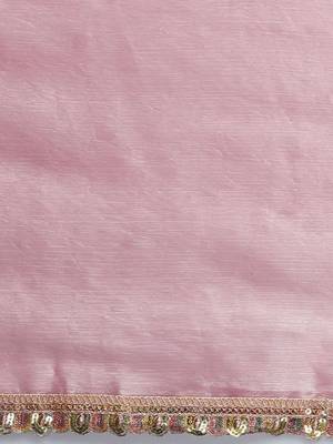 Pink embellished beads and stones  chiffon saree 4