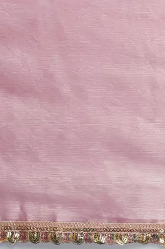 Pink embellished beads and stones  chiffon saree