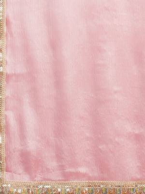 Pink embellished beads and stones  chiffon saree 5