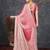 Pink ethnic motifs beads and stones  chiffon saree
