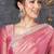 Pink ethnic motifs beads and stones  chiffon saree