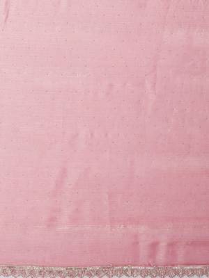 Pink ethnic motifs beads and stones  chiffon saree 4