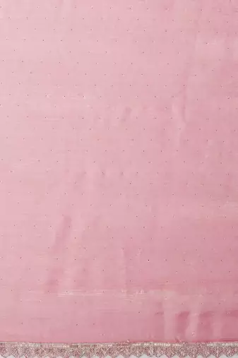 Pink ethnic motifs beads and stones  chiffon saree