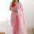 Pink striped sequinned  chiffon saree