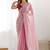 Pink striped sequinned  chiffon saree