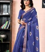 Blue woven design zari ready to wear saree