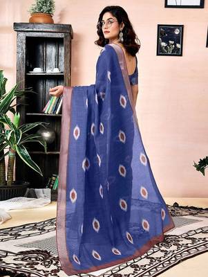 Blue woven design zari ready to wear saree 3
