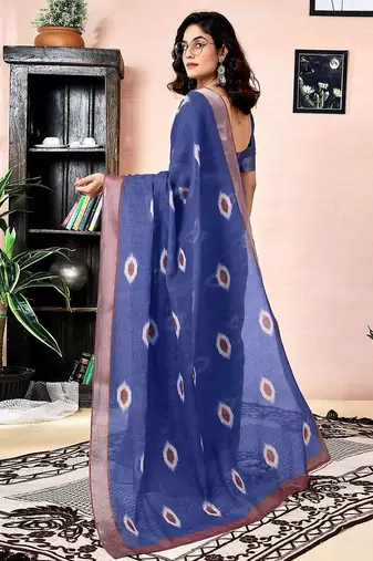 Blue woven design zari ready to wear saree