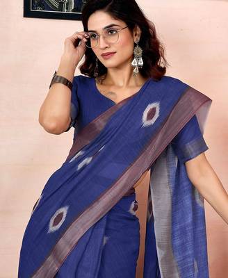 Blue woven design zari ready to wear saree 4