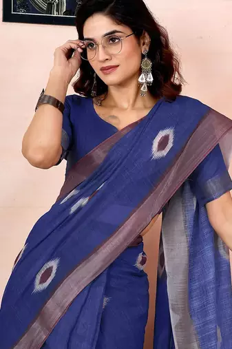 Blue woven design zari ready to wear saree