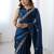 Blue embellished embroidered tissue saree