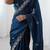 Blue embellished embroidered tissue saree